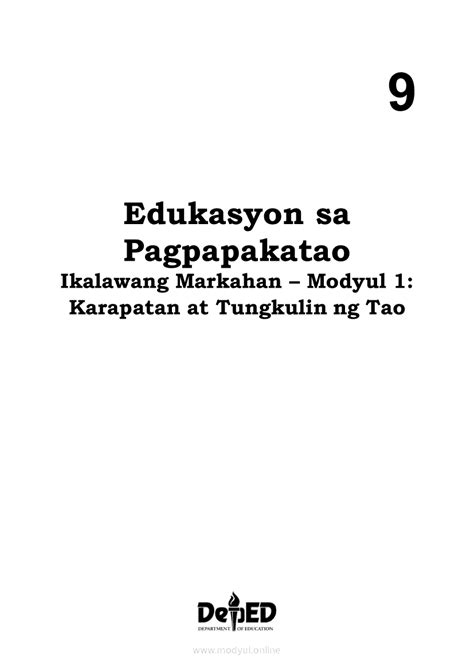 Grade 9 Edukasyon sa Pagpapakatao Modyul: Karapatan at .